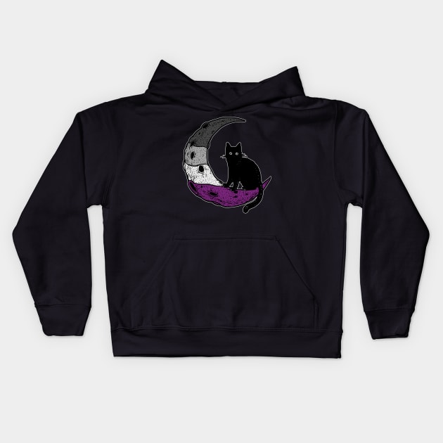 Asexual Moon Cat Kids Hoodie by Psitta